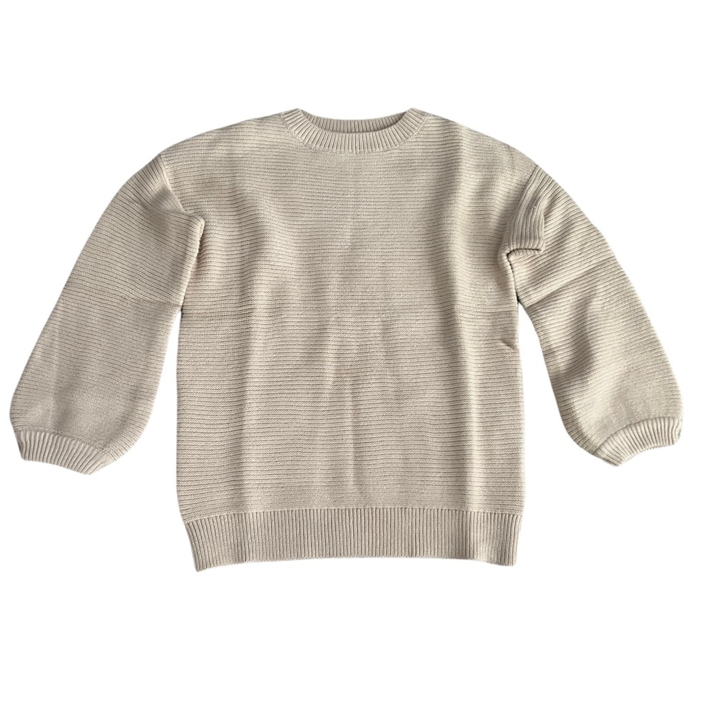 Beige Girls Oversized Crewneck Sweaters